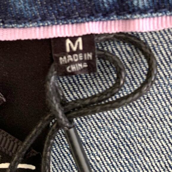 Nanette Women's Sz M Indigo Jean Embordered Dress Fringe Hem NWT - Picture 7 of 12